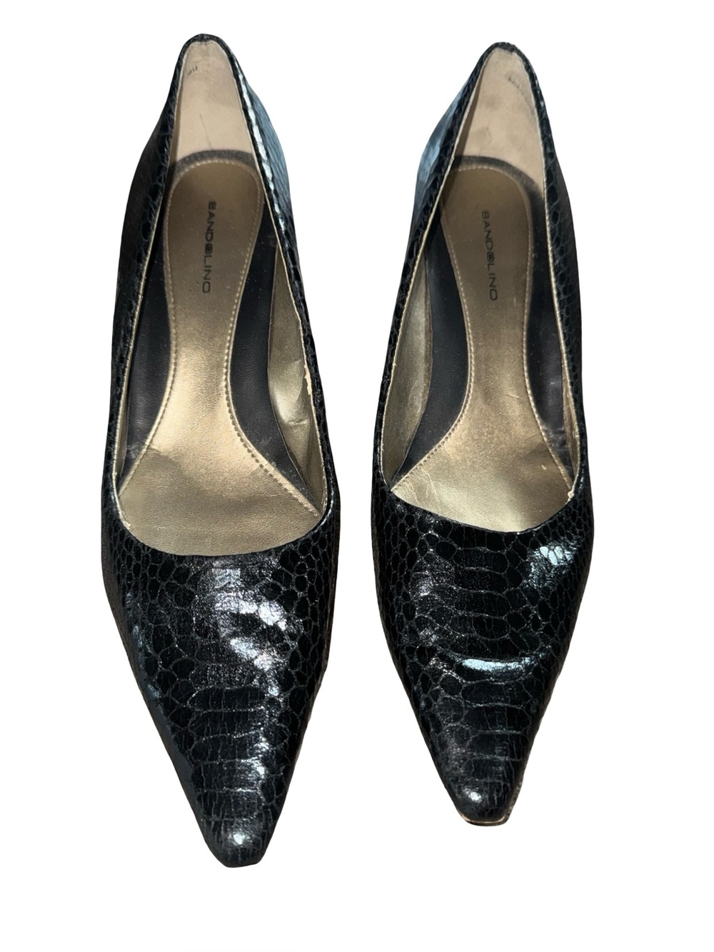 VTG BANDOLINO snakeskin kitten heel pump in black size 10M